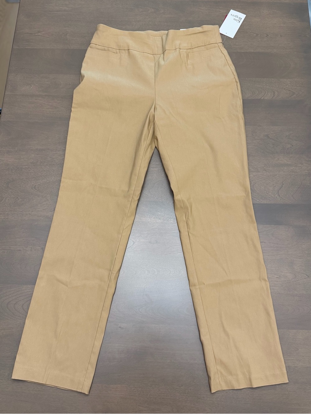 NWT Kim Rogers Millennium Tummy Control Straight Pants Tan 8 Short
